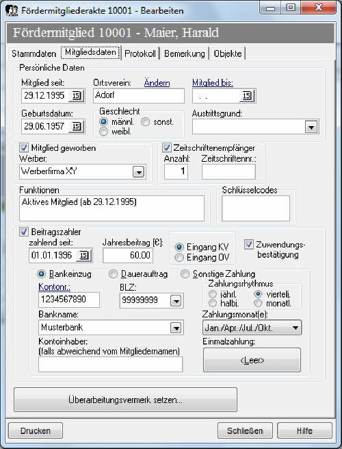 Mitgliederakte / Mitgliedsdaten